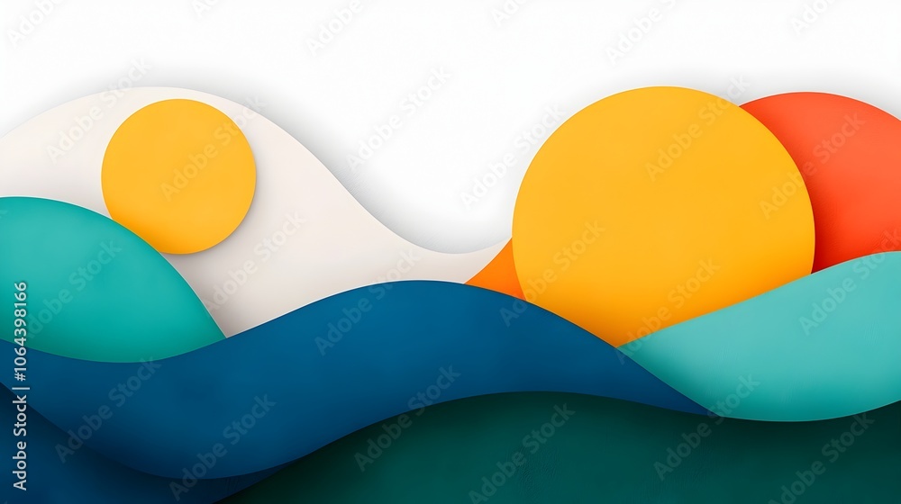Poster Vibrant overlapping circular gradients in bold contrasting colors create a mesmerizing optical illusion effect with depth and dimension