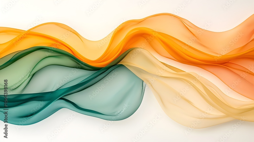 Leinwandbilder tranquil and visually striking minimalist painting with soft flowing waves of yellow and green color