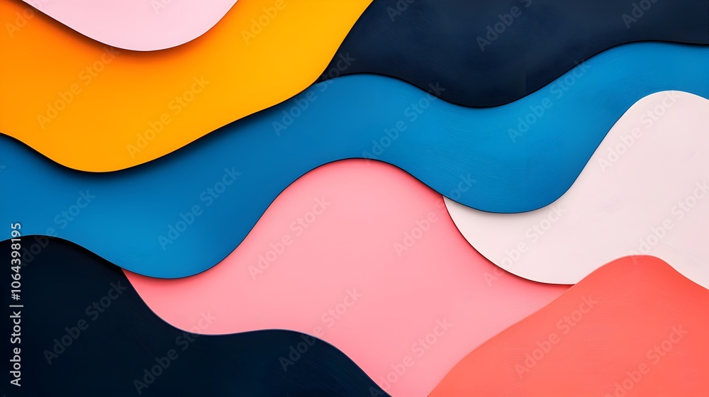 Aufkleber Mesmerizing abstract background featuring organic shapes layered in a vibrant gradient of pinks and blues creating a dynamic and visually striking composition