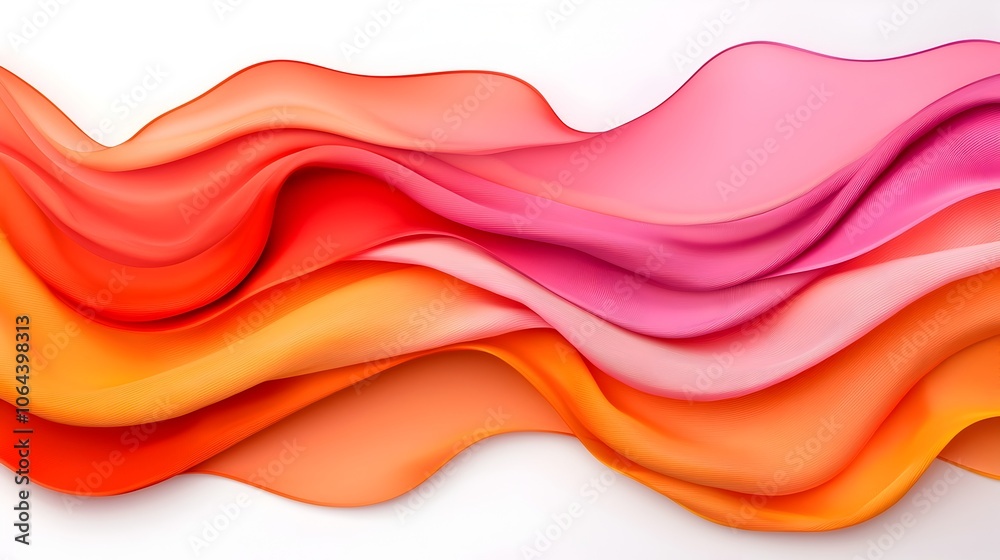Poster Soft flowing ribbons of vibrant color against a white backdrop creating a dynamic yet minimalist background with a sense of elegant movement and harmony