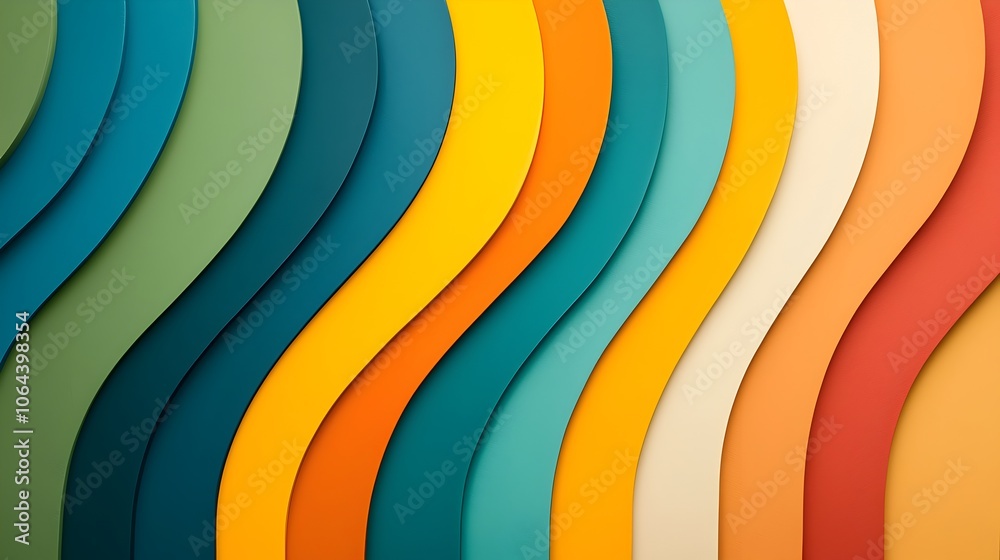 Poster Striking and Energetic Striped Artwork with a Vibrant Color Palette and Geometric Patterning Creating a Dynamic and Visually Compelling Design