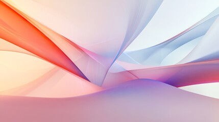 Naklejka premium fractal low-poly composition, cool to warm color spectrum, translucent geometric forms, sparkling data points, ethereal connecting threads, depth and perspective illusion, modern abstract art style,