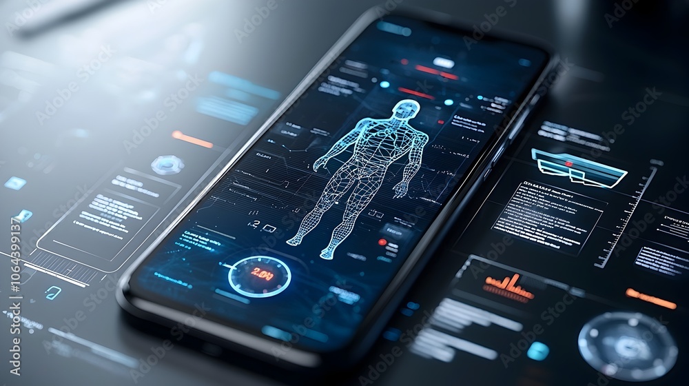 Poster Investment portfolio summary shown on a modern smartphone screen with clean high tech data visualizations and analytics  Concept of finance wealth management and data driven decision making
