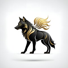 Ai-generated black and gold wolf.