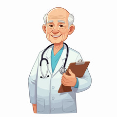 Vector illustration of a friendly cartoon doctor