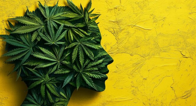 Dangers of Cannabis Smoking: Anaphylactic Shock, Health Risks, Cognitive Impairment, and Lung Disease in Human Head with Weed Leaves
