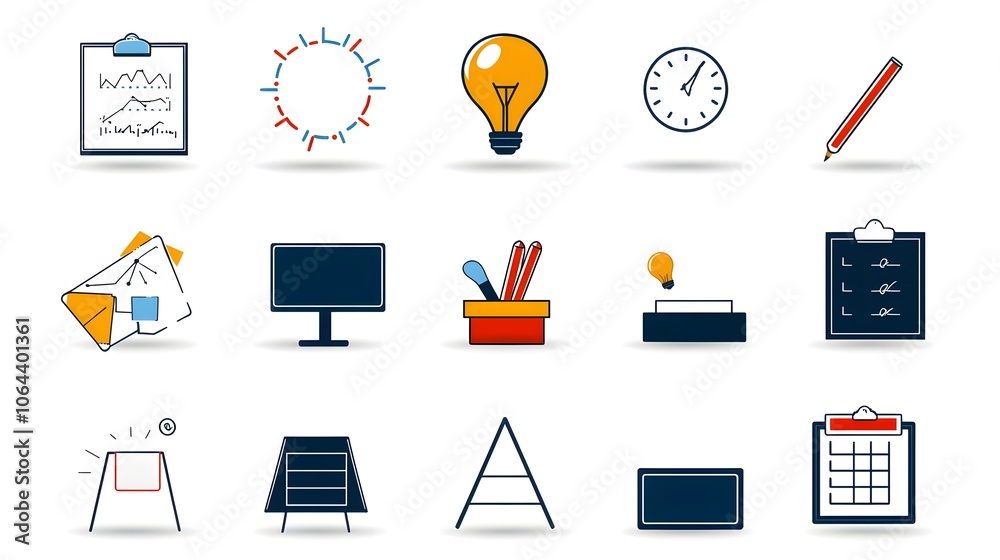 Aufkleber Set of Minimalist Line Style Icons Representing Webinars Business Meetings Classrooms and Online Conferences on a Clean White Background  Ideal for Website App or Software User Interface Design