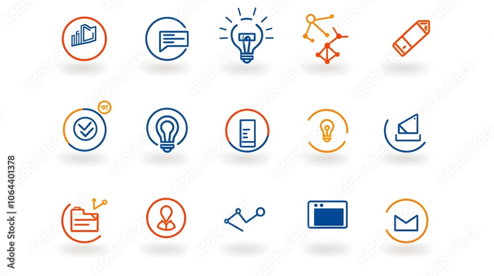 Poster Minimal Line Icons Depicting Various Business Meeting and Teamwork Concepts Such as Conference Discussion Planning and Problem Solving on a White Background