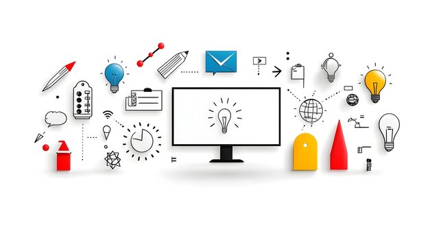 Live webinar icon set in line style with various symbols for business meeting classroom and conference sessions on a white background  Representing online learning virtual presentations training