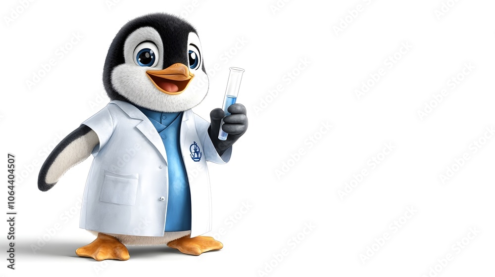 Aufkleber a charming of a penguin wearing a scientist s lab coat and holding a test tube captured in delicate 
