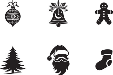 Holiday Icons Collection - Christmas Vector on White Background.