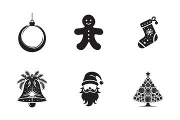 Christmas Icon Collection on White Background - Vector Graphics.