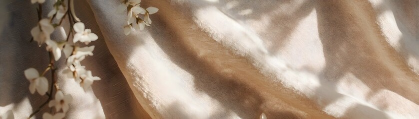 Fototapeta premium White Flowers and Light Through Sheer Fabric