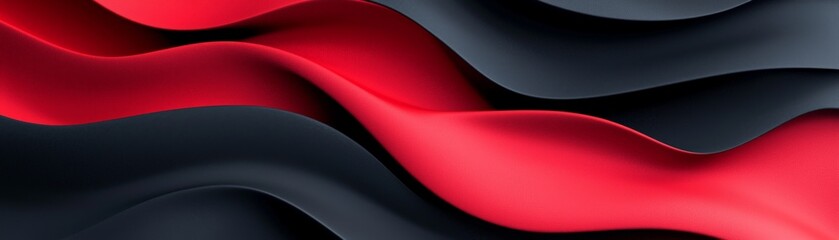 Explore the dynamic flow of red and black waves in contemporary digital art designs