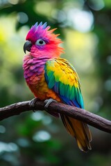 Fototapeta premium A colorful parrot sitting on a tree branch