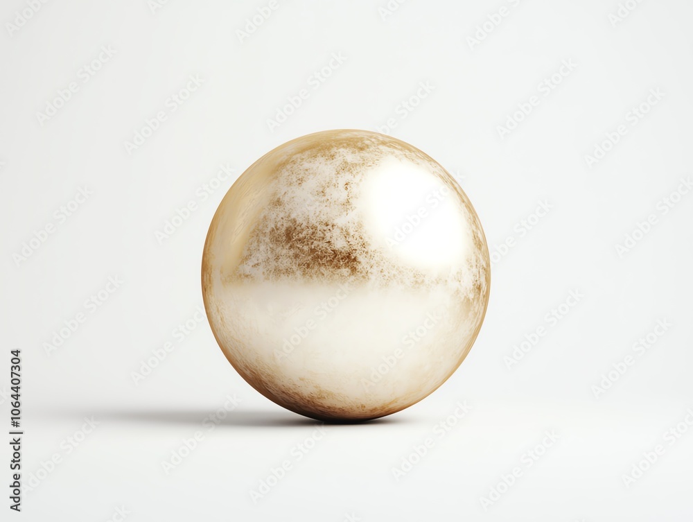 Poster A shiny, golden sphere with a smooth surface and subtle textures, placed on a white isolated background, perfect for abstract design or artistic compositions.
