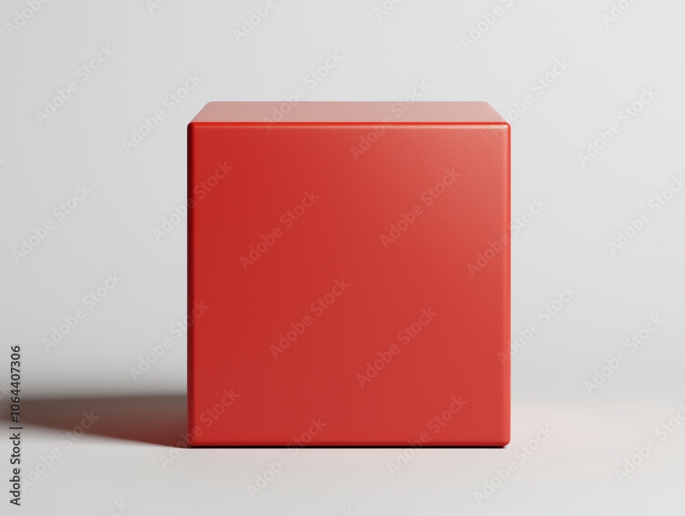 Poster A solid red cube on a soft white background, perfect for modern design projects and abstract presentations.