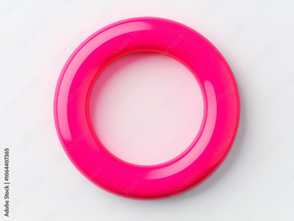 Poster A vibrant pink circular object with a glossy finish, isolated on a white background, ideal for graphic design and creative projects.