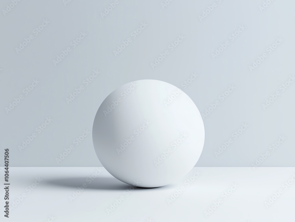 Fototapete A minimalistic design featuring a smooth, round, white sphere placed on a light surface against a soft, neutral background, emphasizing simplicity and elegance in composition.