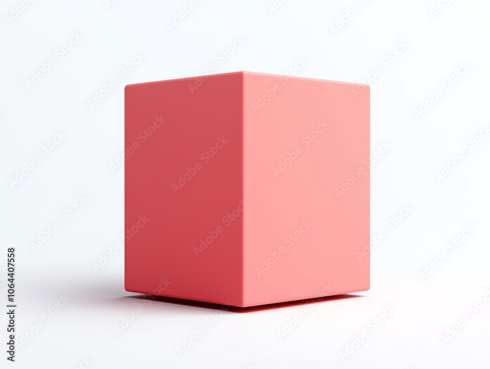 Leinwandbilder A simple pink cube on a white background, showcasing a minimalist design ideal for use in various graphic projects or as a standalone artistic element.