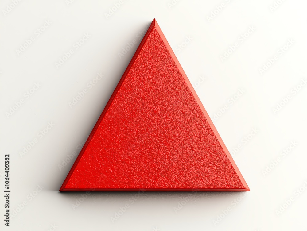 Aufkleber a vibrant red triangular shape with a textured surface, set against a clean, white background, ideal