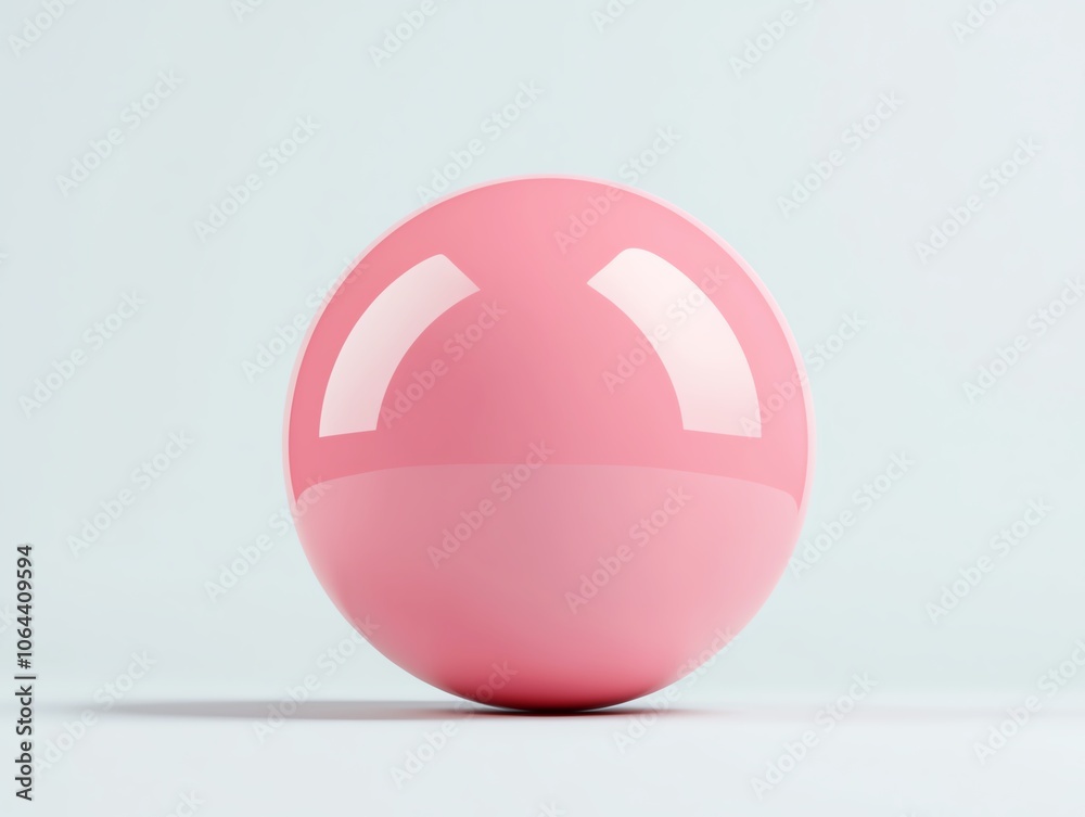 Poster a vibrant and glossy pink sphere placed on a light background, showcasing its smooth surface and ref