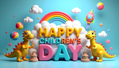 Obraz premium happy children day colorful background