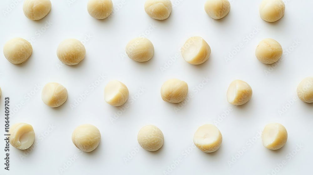 Poster minimalist pattern of round light objects on white surface