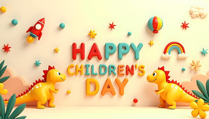 Fototapeta premium happy children day colorful background