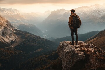 Fototapeta premium The adventure lifestyle comes alive during a thrilling hike in the mountains.