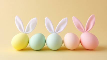 Colorful Easter Eggs with Bunny Ears for Spring Celebration