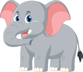 cute elephant cartoon character standing pose