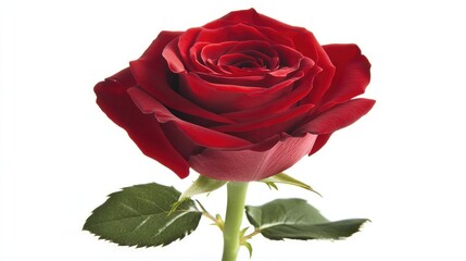 Vibrant Red Rose with Soft Green Leaves