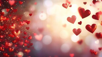 Dreamy Abstract Red Hearts with Soft Background Lights