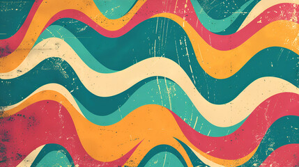 Retro, artwork and wave with watercolor, vintage and artistic with textures and illustration with