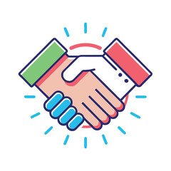 Obraz premium Minimalist Line-Art Handshake Icon: Symbol of Partnership and Collaboration for UI and App Design
