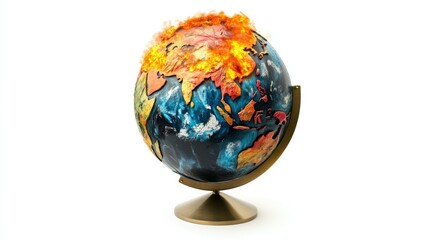Globe on Fire Representing Climate Change Impact