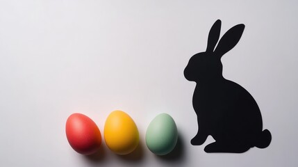 Colorful Eggs with Silhouette of Bunny