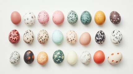 Colorful Variety of Quail Eggs in an Elegant Arrangement
