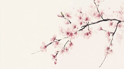 Fototapeta premium Cherry Blossom Branch in Soft Pastel Colors