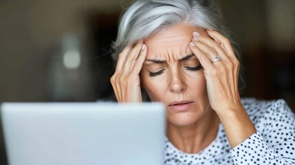Mature Woman with Silver Hair Analyzing Financial Data with Colleague in Cluttered Office