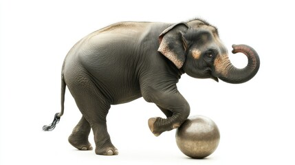 Obraz premium Playful Elephant Balancing on a Sphere