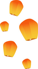 Chinese traditional sky lantern illustration