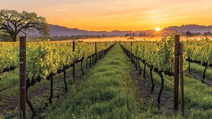 Naklejka premium Vineyard Sunrise