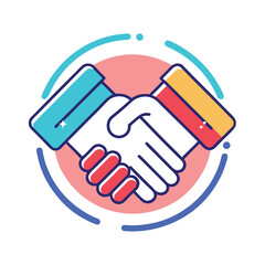 Minimalist, line-art illustration of two hands shaking, representing partnership and collaboration vector illustration design