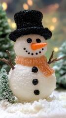 Obraz premium Charming Snowman with a Top Hat.