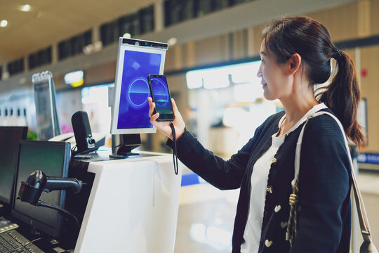 Modern Digital Check-In Experience at an Airport with Mobile Technology