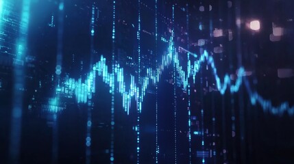 Fototapeta premium Digital Financial Data Visualization with Neon Graphs