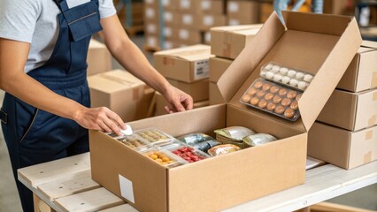 Close-Up View of Open Cardboard Box Filled with Items
