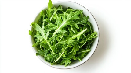 Fototapeta premium Fresh Arugula Leaves in a White Bowl